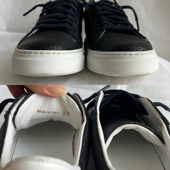 M.Gemi made in Italy black perforated sneaker leather upper & lining IT38/US7.5 - Picture 11 of 12